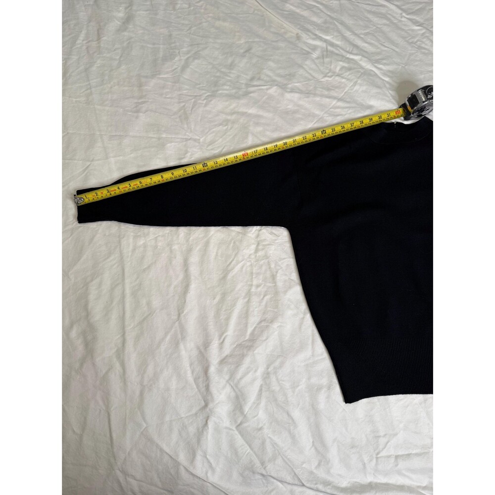Vintage St John Basics Black Wool Knit Sweater L Mock Neck Made USA 90s - Picture 9 of 11